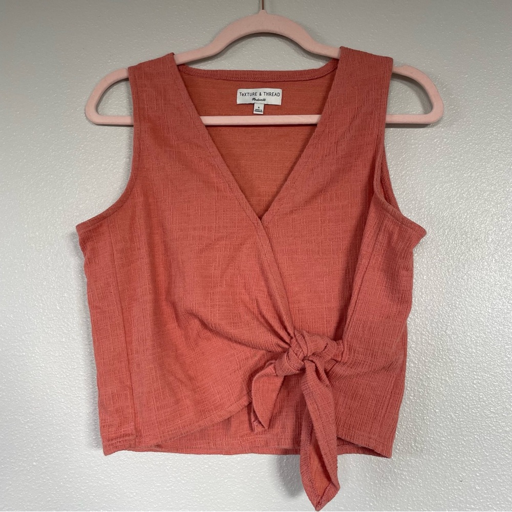 Madewell Texture and Thread Wrap-Tie Top Women's Small Sweet Dahlia Pink Tank
